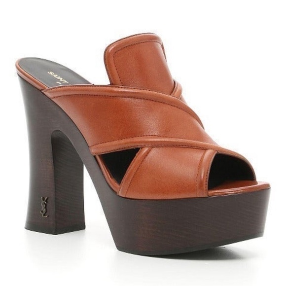 YSL SAINT LAURENT Tucson mules Size 5.5 Leather NIB $1289 - Picture 1 of 10